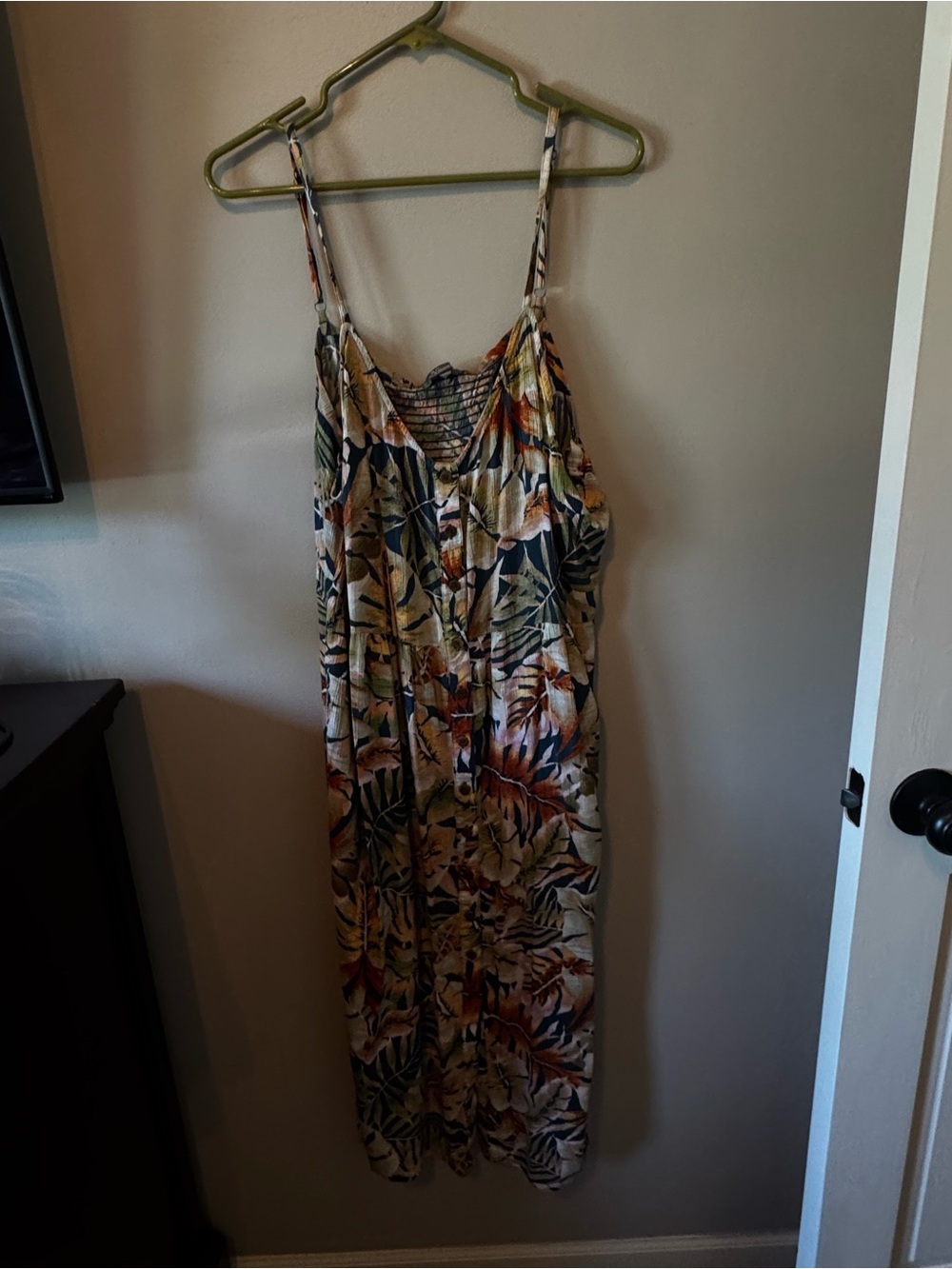 Natural Reflections Navy and Multicolor Tropical Print Maxi